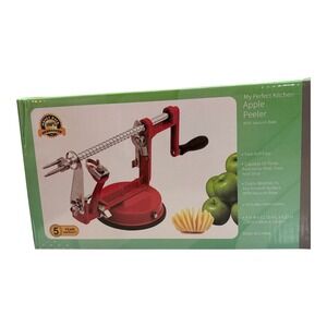 My Perfect Kitchen Apple Peeler Corer Slicer Red Vacuum Base Potato Peeler New